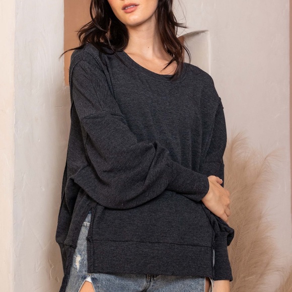 Solid Comfort Fit Hi-lo Sweatshirt - Picture 2 of 6